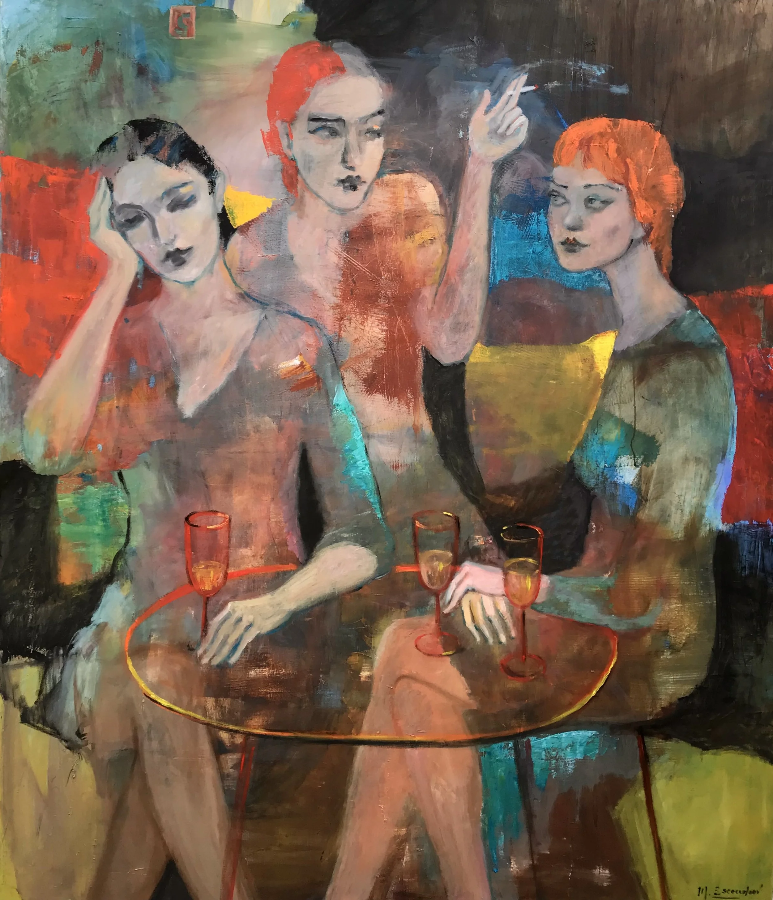 Three Women at a Table by Martha Escondeur