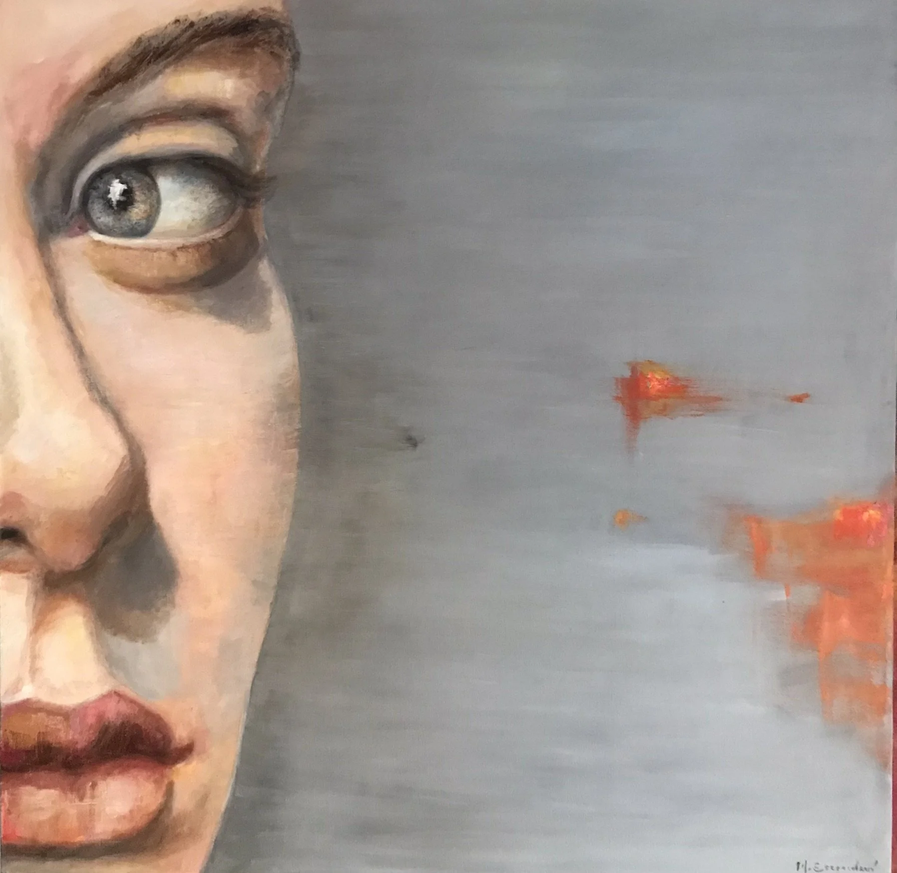 Partial Face with Abstract Elements by Martha Escondeur