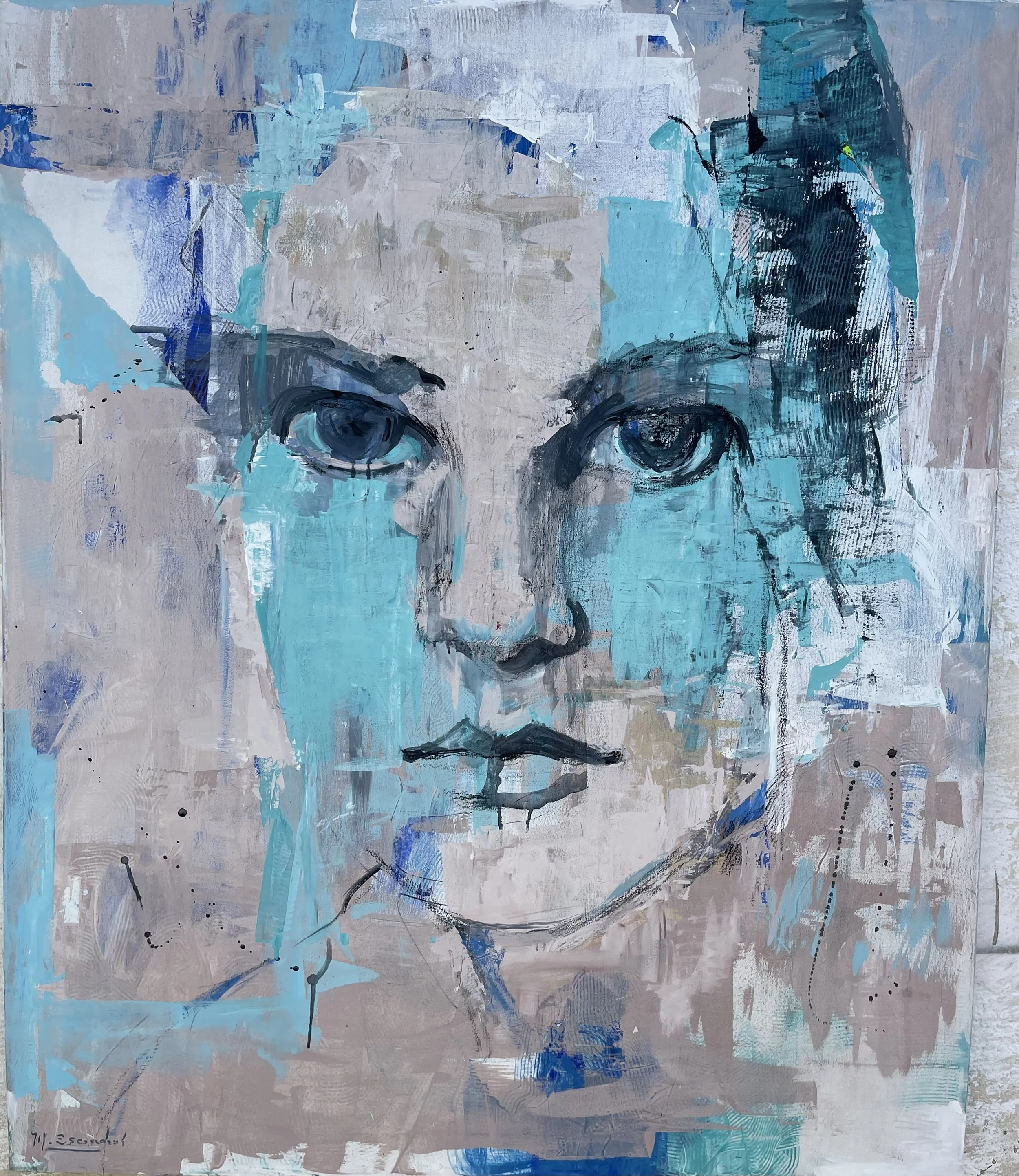 Abstract Blue Portrait by Martha Escondeur