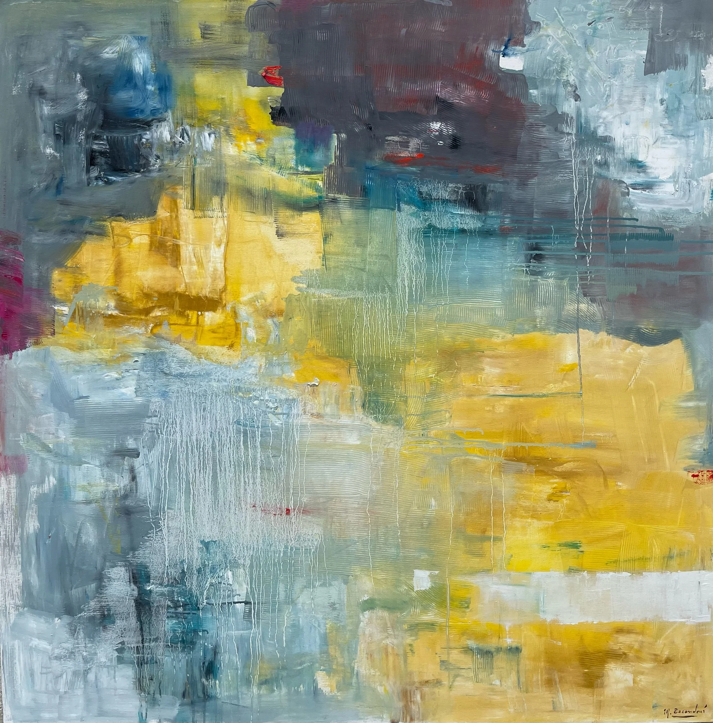 Abstract Composition with Yellow and Gray by Martha Escondeur