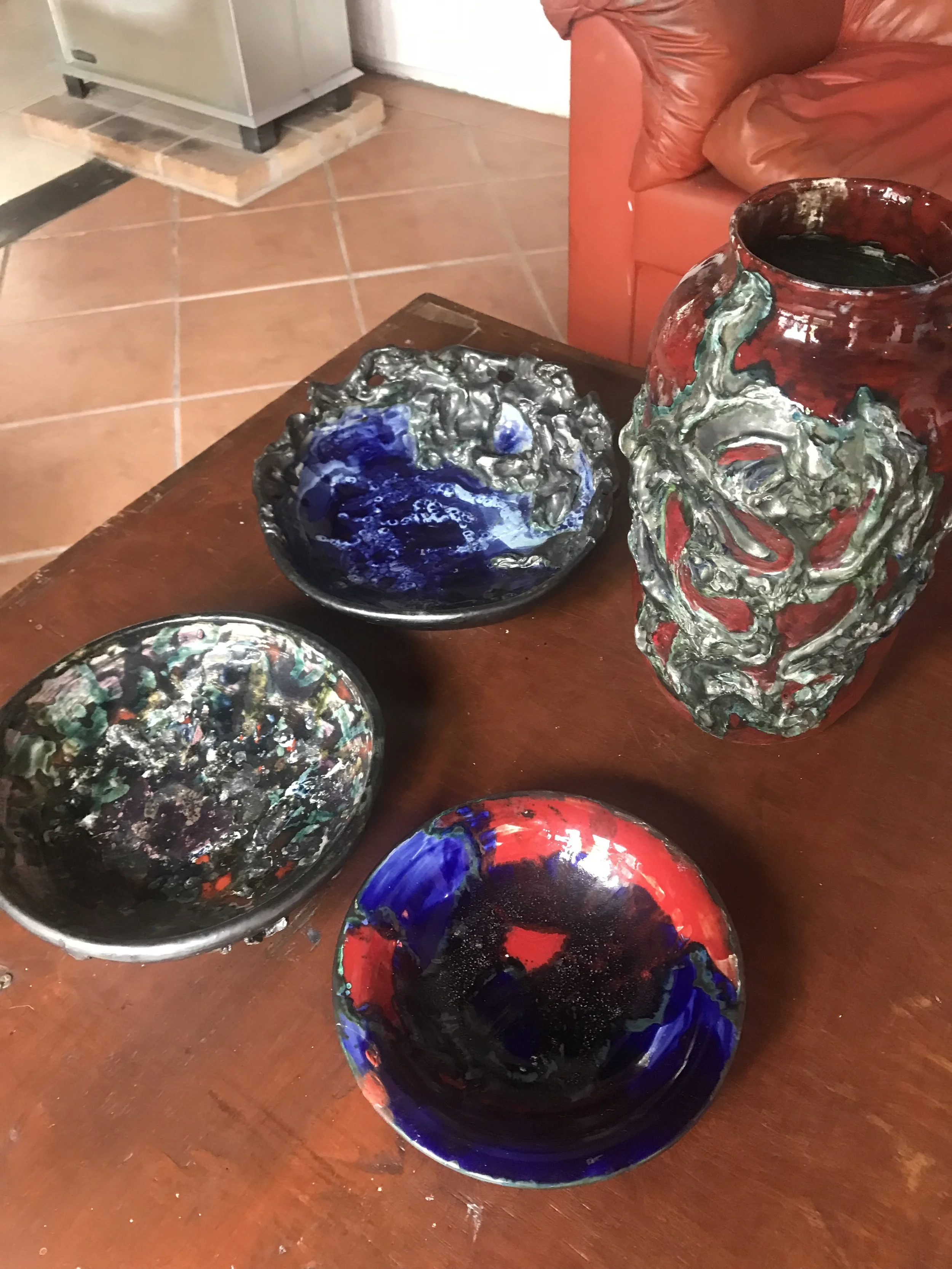 Decorative Ceramic Bowls and Vase by Martha Escondeur
