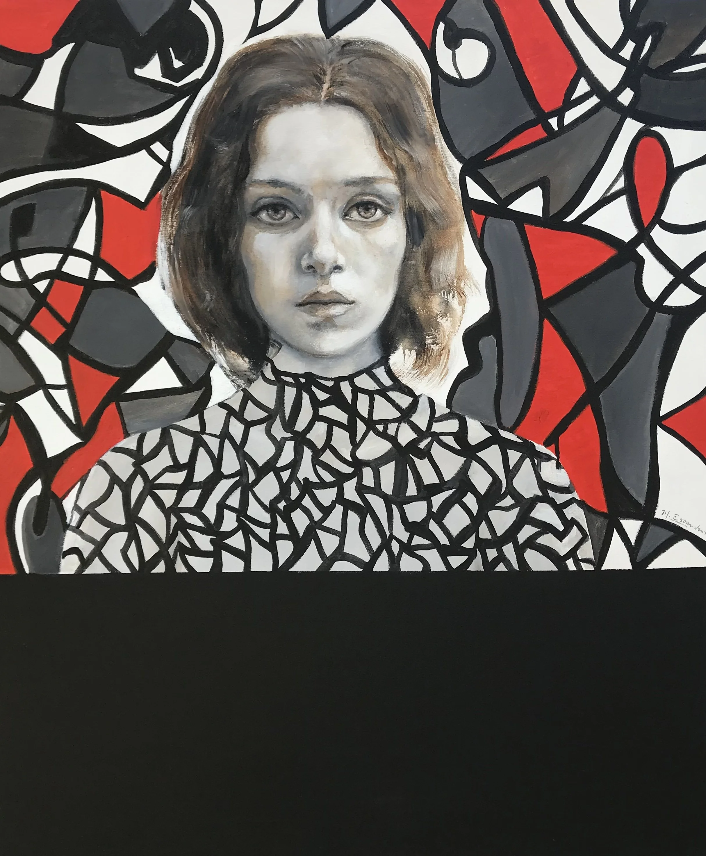 Abstract Portrait with Patterned Background by Martha Escondeur