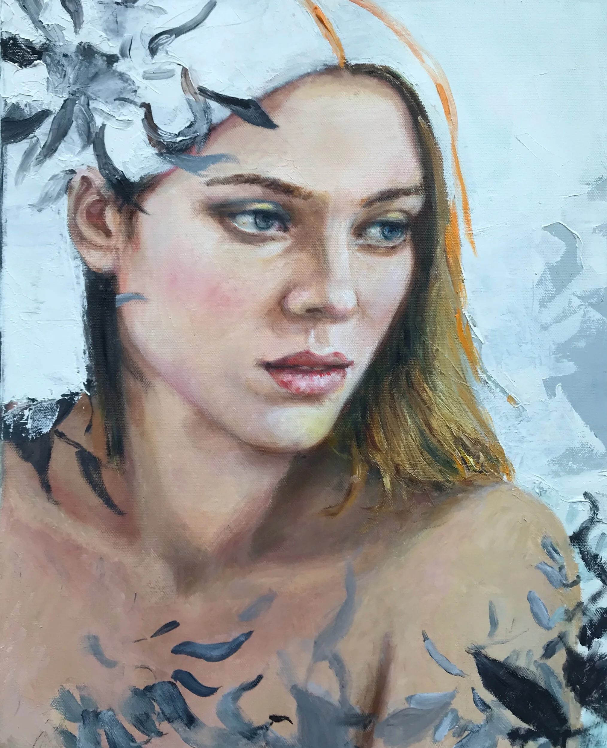 Woman with Floral Accents by Martha Escondeur