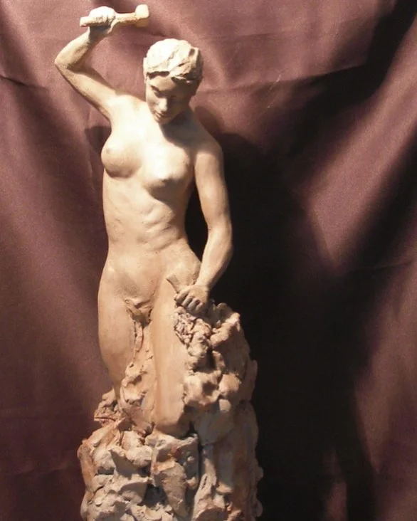 Woman Sculpting Stone by Martha Escondeur