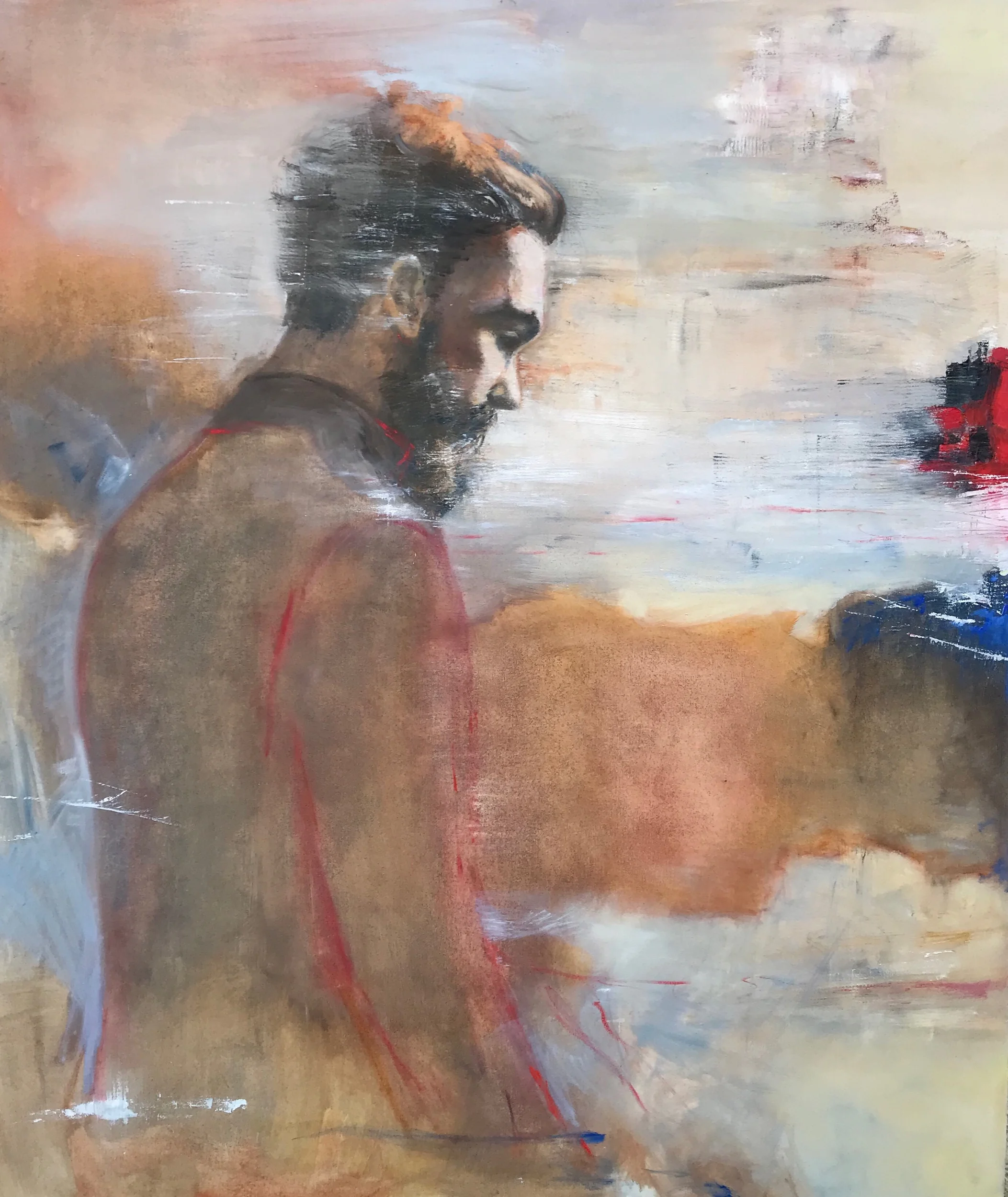 Contemplative Man in Abstract Space by Martha Escondeur