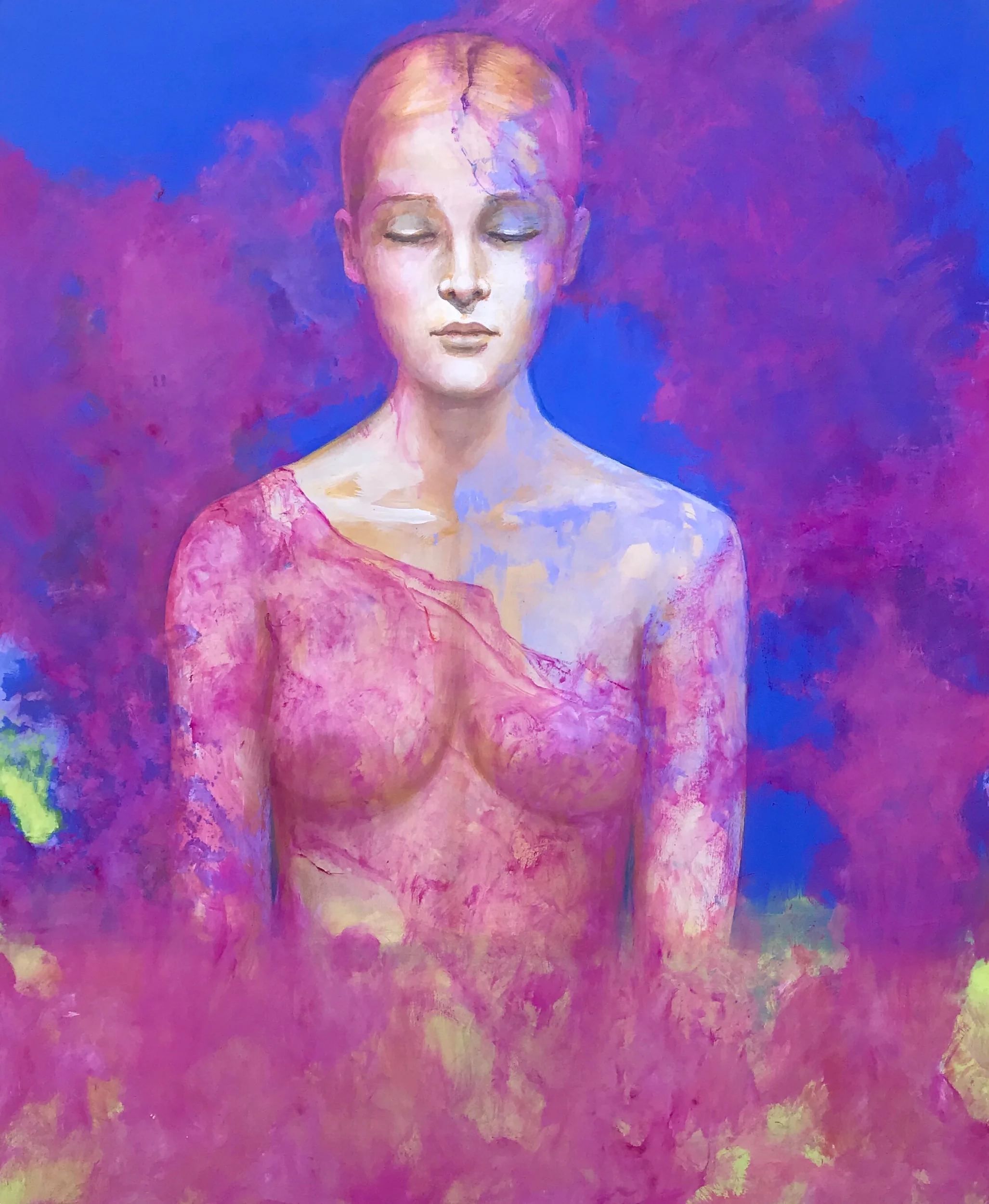 Serene Woman in Pink and Blue by Martha Escondeur