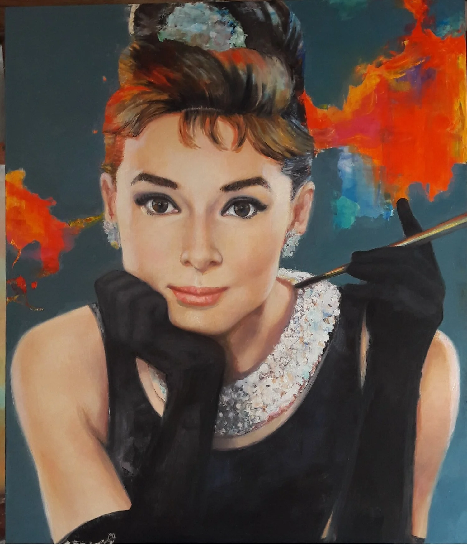 Portrait of a Woman in Black Dress by Martha Escondeur