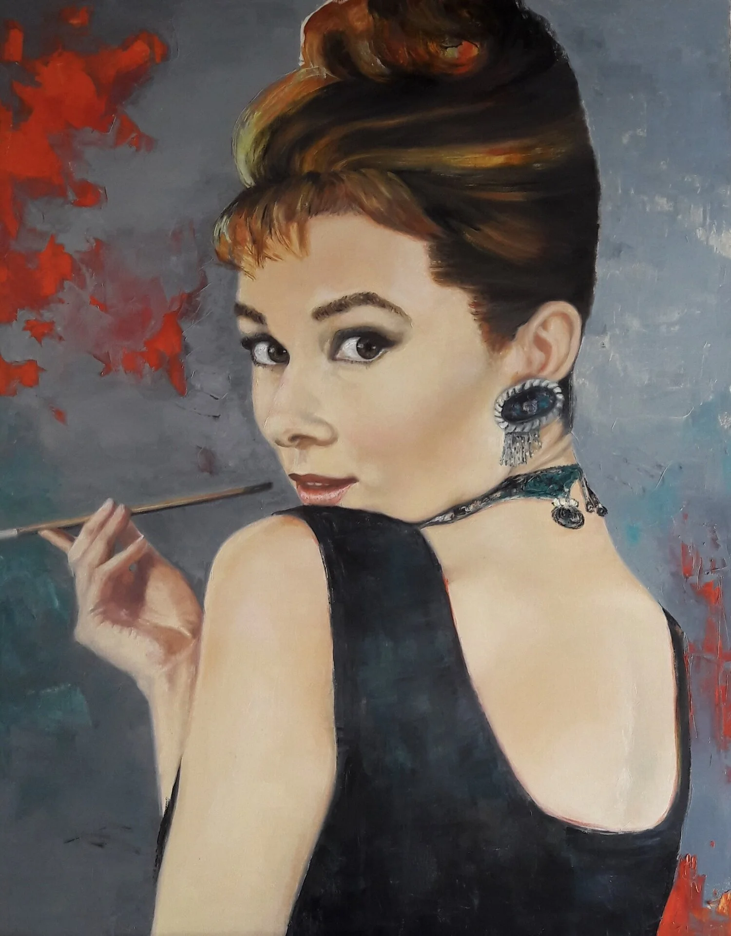 Elegant Woman with Cigarette Holder by Martha Escondeur