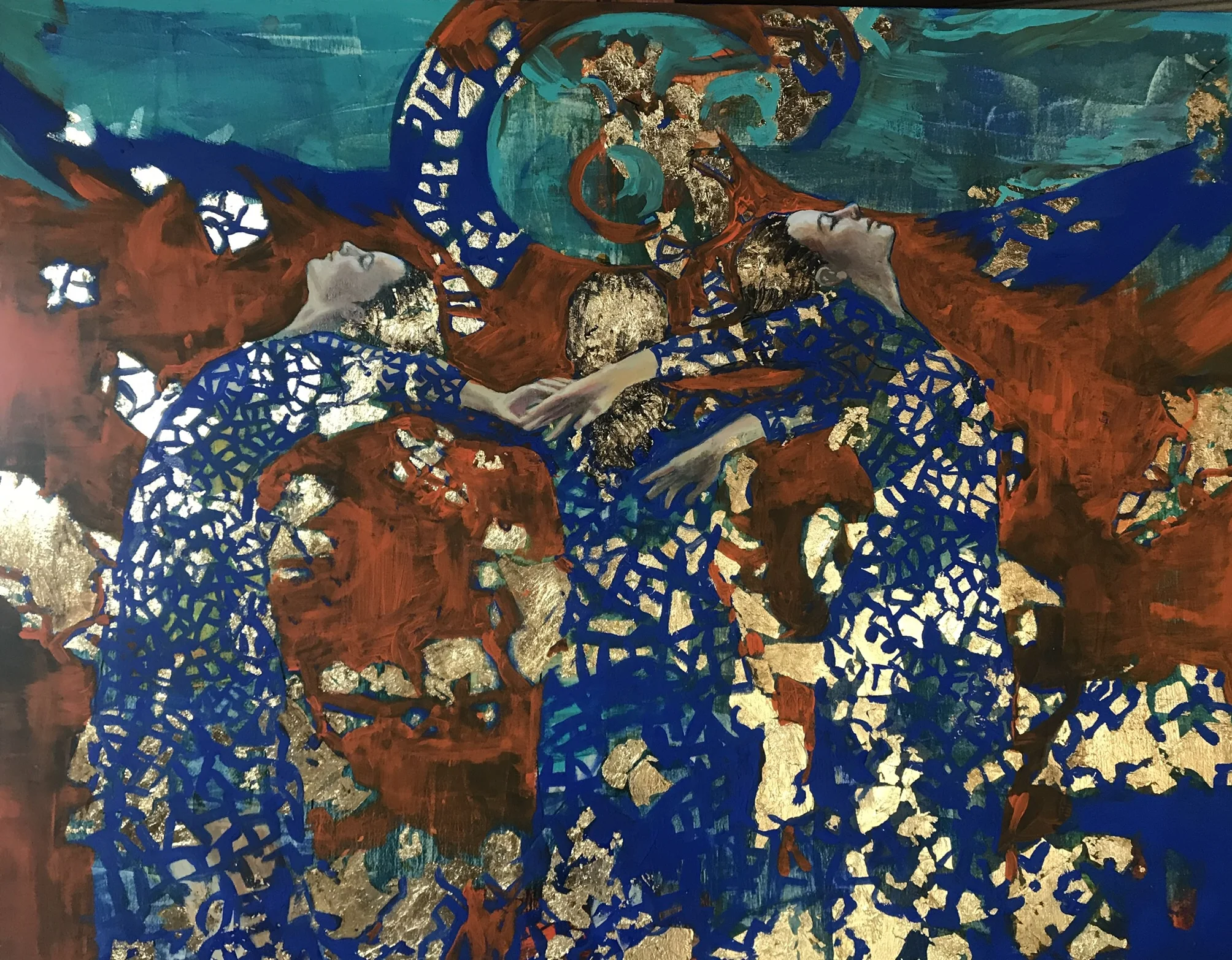 Entwined Figures with Gold Mosaic by Martha Escondeur