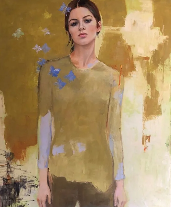 Young Woman with Butterflies by Martha Escondeur