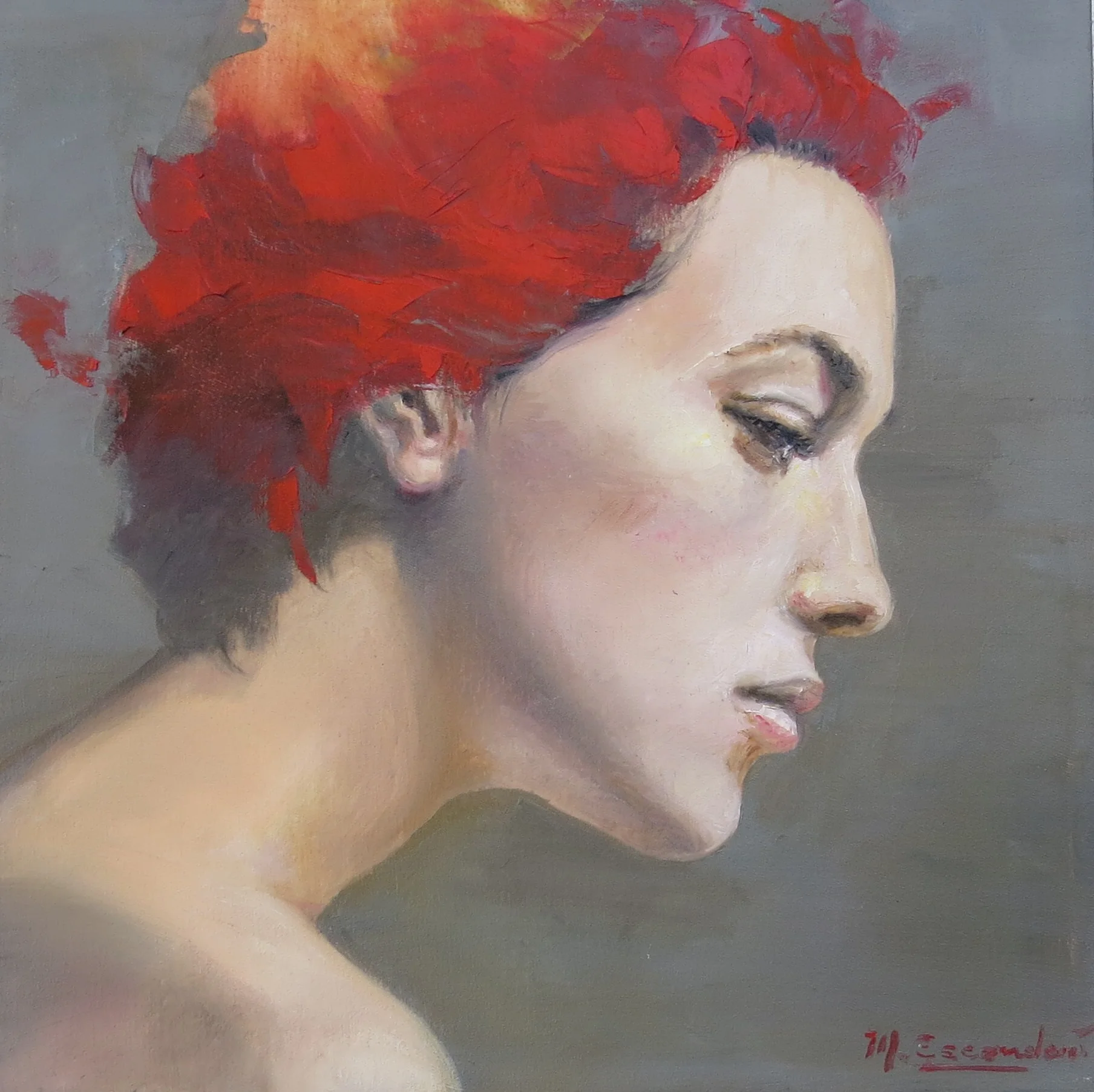 Profile of a Woman with Red Hair by Martha Escondeur