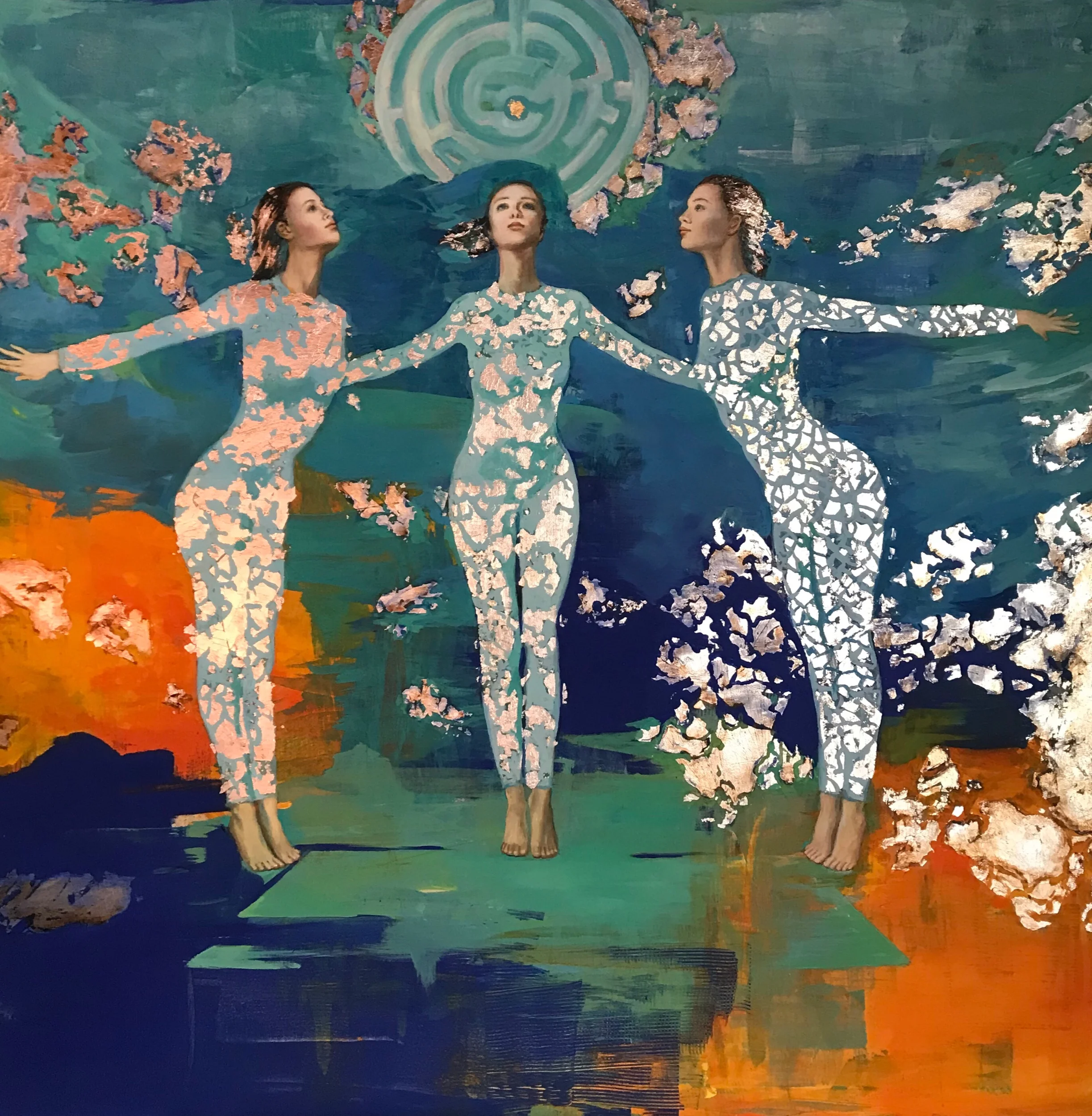 Three Figures in Abstract Space by Martha Escondeur