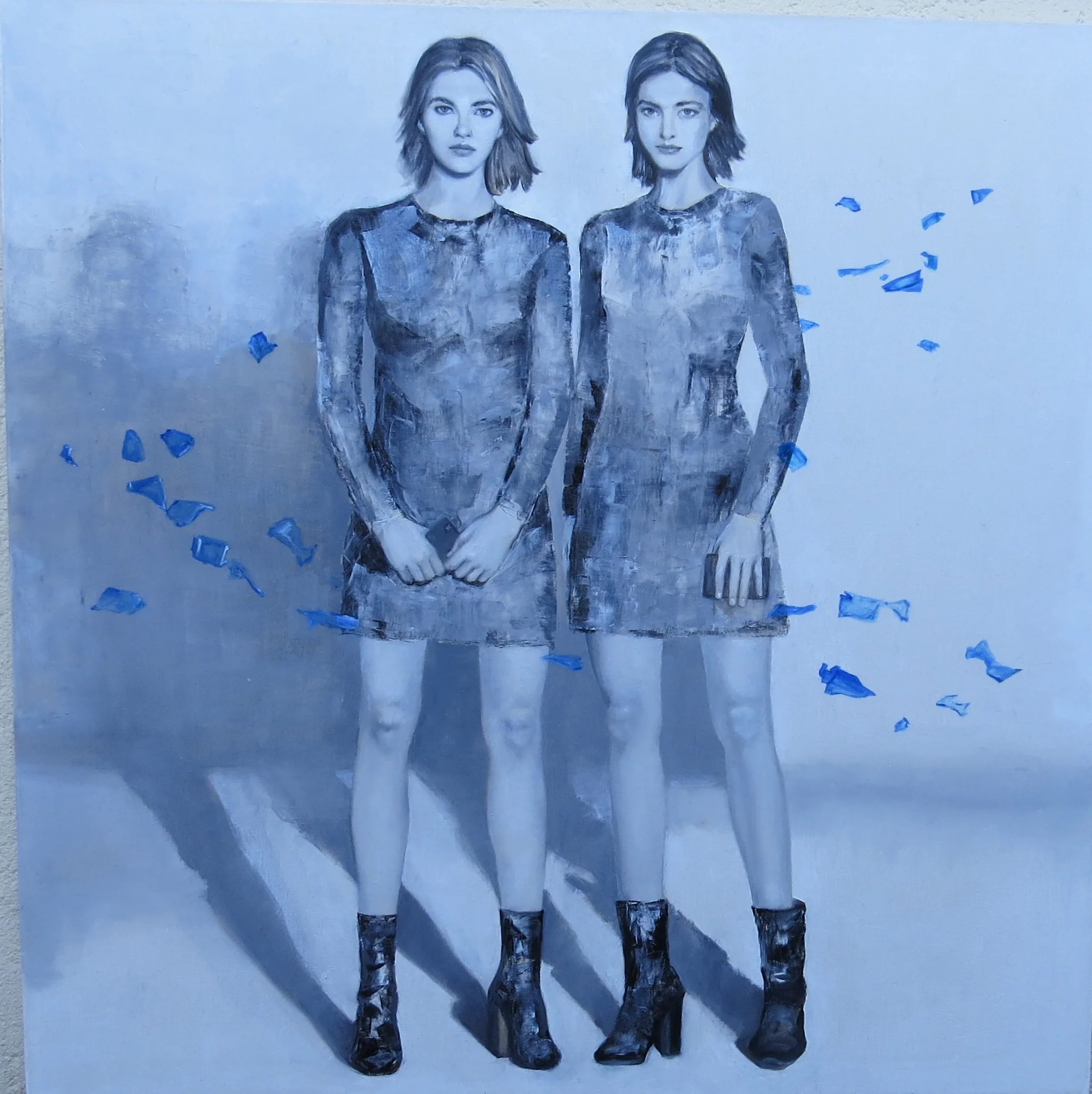 Twin Figures with Blue Fragments by Martha Escondeur